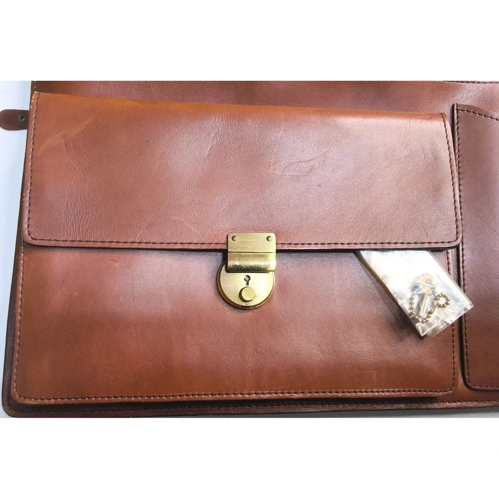Vintage Schlesinger Brothers Briefcase Mens Brown California Saddle Leather Bag